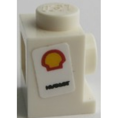 white brick modified 1 x 1 with headlight with shell logo pattern on both sides stickers - set 75879