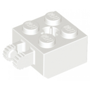white hinge brick 2 x 2 locking with 2 fingers vertical and axle hole