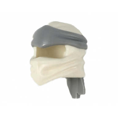 white minifigure headgear ninjago wrap type 4 with molded light bluish gray headband pattern