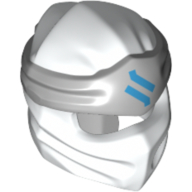 white minifigure headgear ninjago wrap type 4 with molded light bluish gray headband and printed dark azure ninjago logogram letter z pattern