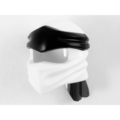 white minifigure headgear ninjago wrap type 4 with molded black headband pattern