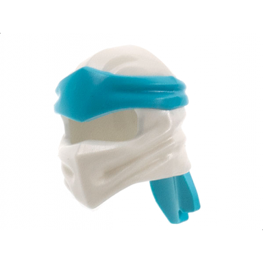 white minifigure headgear ninjago wrap type 4 with molded medium azure headband pattern