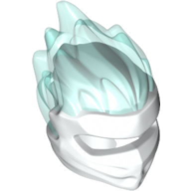 white minifigure headgear ninjago wrap type 5 with molded trans-light blue flames pattern