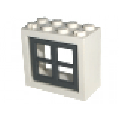 white window 2 x 4 x 3 - solid studs with dark bluish gray pane 4132 4133