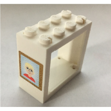white window 2 x 4 x 3 - solid studs with picture of woman pattern sticker - set 7586