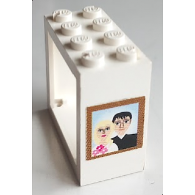 white window 2 x 4 x 3 - solid studs with wedding picture of bride and groom pattern sticker - set 7586