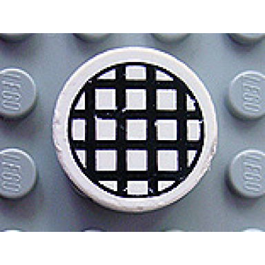 white tile round 2 x 2 with black grid small pattern