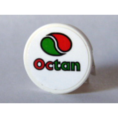 white tile round 2 x 2 with octan logo pattern sticker - set 10184