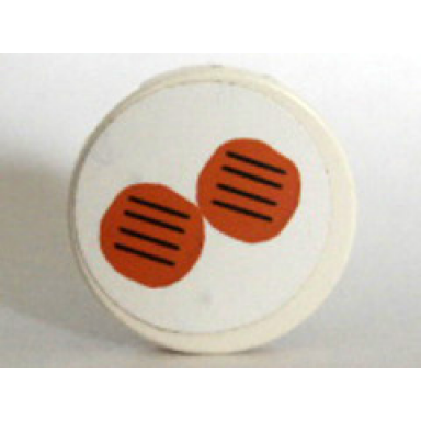 white tile round 2 x 2 with 2 hamburgers pattern sticker - set 5895