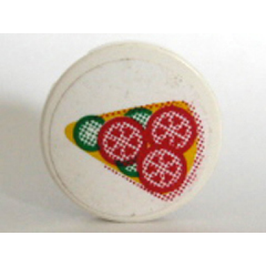 white tile round 2 x 2 with pizza slice pattern sticker - sets 5875 5876