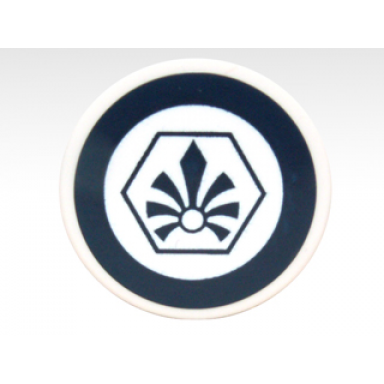 white tile round 2 x 2 with dark blue circle and chima logo in hexagon pattern sticker - set 70003