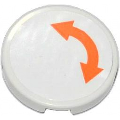 white tile round 2 x 2 with orange curved arrow double on white background pattern sticker - set 60014