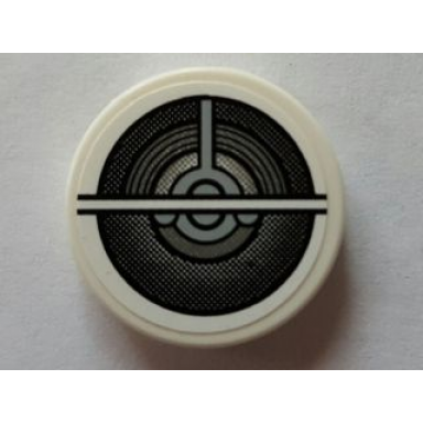 white tile round 2 x 2 with air intake pattern sticker - set 9493
