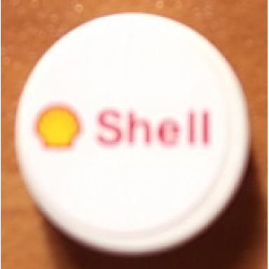white tile round 2 x 2 with shell logo pattern sticker - set 8144