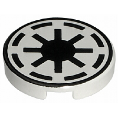 white tile round 2 x 2 with sw republic pattern
