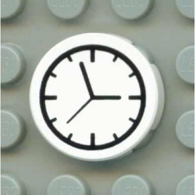 white tile round 2 x 2 with clock pattern