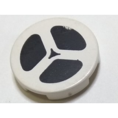 white tile round 2 x 2 with movie tape reel pattern