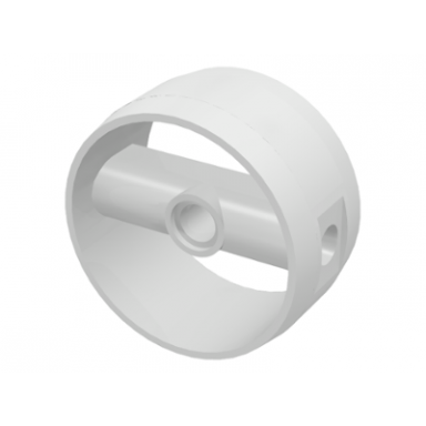 white cylinder 4 x 4 x 1 2 3 with pin holes and center bar
