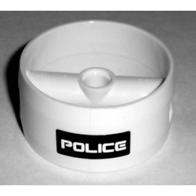 white cylinder 4 x 4 x 1 2 3 with pin holes and center bar with white police on black background pattern sticker - set 5971
