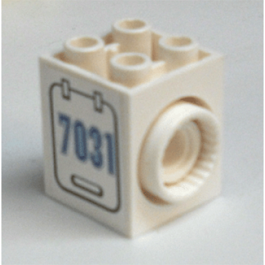 white turntable 2 x 2 x 2 side facing locking with 7031 pattern on left side sticker - set 7031