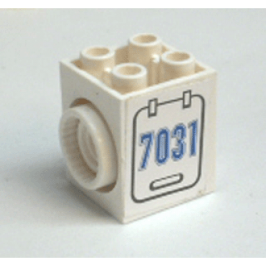 white turntable 2 x 2 x 2 side facing locking with 7031 pattern on right side sticker - set 7031