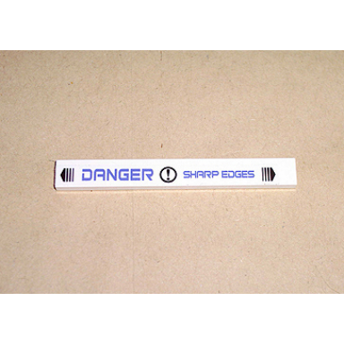 white tile 1 x 8 with danger sharp edges pattern sticker - set 7700