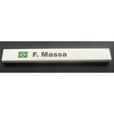 white tile 1 x 8 with brazilian flag and black f massa pattern sticker - set 8672