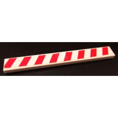 white tile 1 x 8 with red and white danger stripes pattern sticker - set 8147