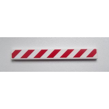 white tile 1 x 8 with red and white danger stripes pattern model left side sticker - set 60017