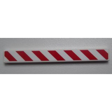 white tile 1 x 8 with red and white danger stripes pattern model right side sticker - set 60017