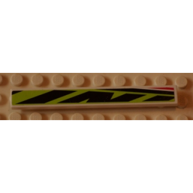 white tile 1 x 8 with short black and red lines on lime background pattern model left side sticker - set 8897