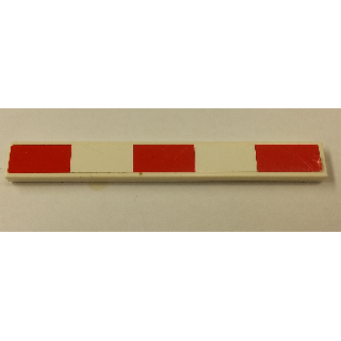 white tile 1 x 8 with crossbar with 3 red rectangles pattern sticker - set 7994