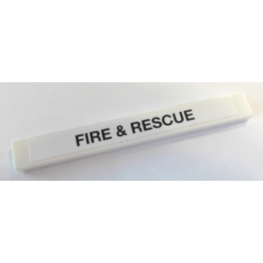 white tile 1 x 8 with black fire rescue pattern sticker - set 8289