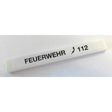 white tile 1 x 8 with feuerwehr 112 pattern sticker - set 8289