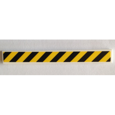 white tile 1 x 8 with black and yellow danger stripes pattern sticker - set 40170