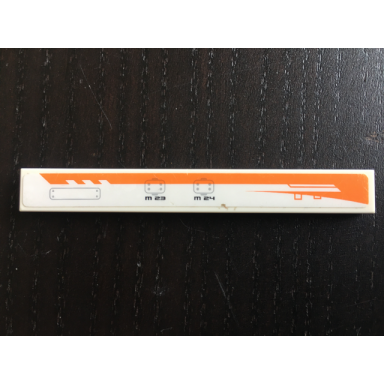 white tile 1 x 8 with orange stripe light bluish gray panels with rivets and black m 24 and m 23 pattern model right side sticker - set 7644