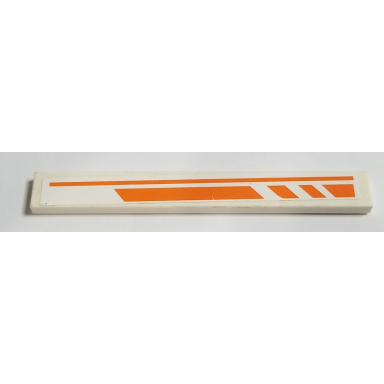 white tile 1 x 8 with orange line and broken stripe pattern model right side sticker - set 7690