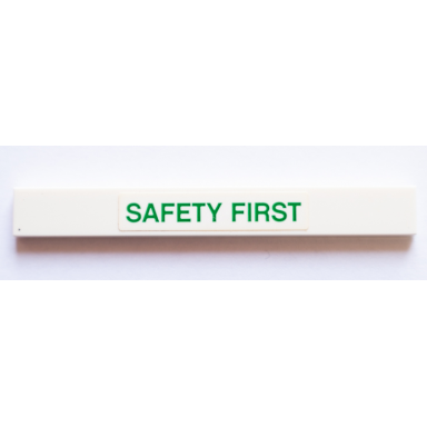 white tile 1 x 8 with green safety first pattern sticker - set 42064