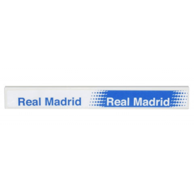 white tile 1 x 8 with white real madrid on blue background and blue real madrid pattern sticker - set 10299