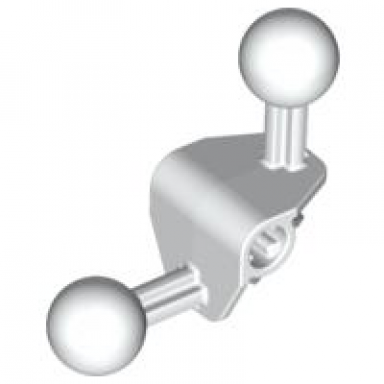 white bionicle ball joint 4 x 4 x 2 90 degrees with 2 ball joint and axle hole