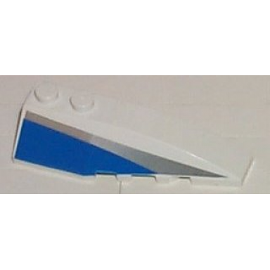 white wedge 6 x 2 right with blue and silver side pattern