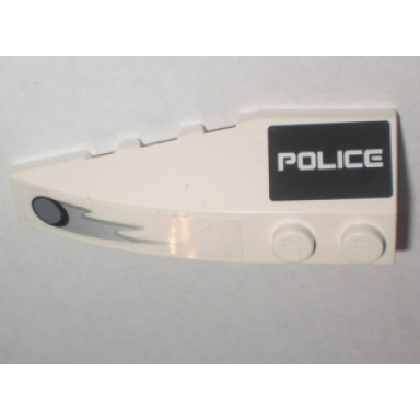 white wedge 6 x 2 right with police on black background and hole with flames pattern stickers - set 5969