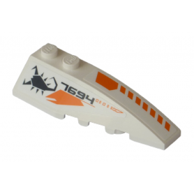 white wedge 6 x 2 right with 7694 scorpion and orange stripes pattern stickers - set 7694