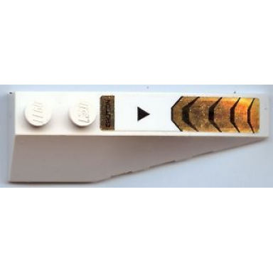 white wedge 6 x 2 right with black caution and gold and black stripes pattern sticker - set 7721