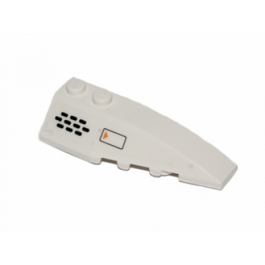 white wedge 6 x 2 right with 10 black oval holes grille and orange triangle in black rectangle pattern sticker - set 70701