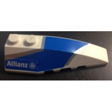 white wedge 6 x 2 right with blue and silver wraparound pattern with allianz logo pattern sticker - set 8374