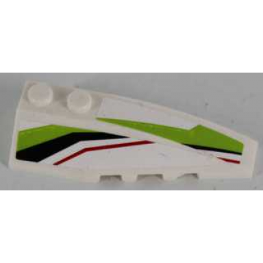 white wedge 6 x 2 right with black lime and red stripes pattern stickers - set 8864