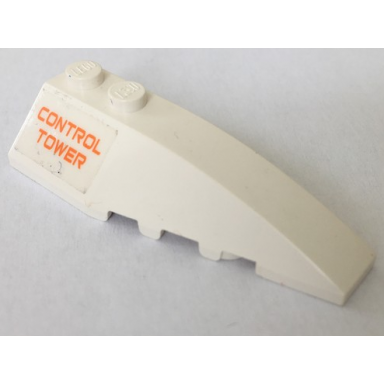 white wedge 6 x 2 right with orange control tower pattern sticker - set 7709