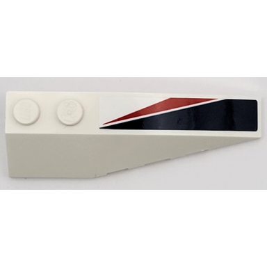 white wedge 6 x 2 right with dark blue and red triangle and angled stripes pattern sticker - set 42109