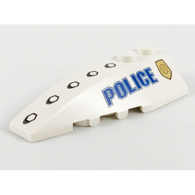 white wedge 6 x 2 left with bolts blue police and world city gold police badge pattern